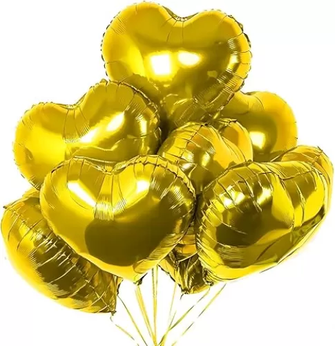 12 pcs Gold Heart Foil Balloons, 18 Inch Heart Shaped foil Balloon Love Balloon for Wedding Decoration Party Balloon Birthday