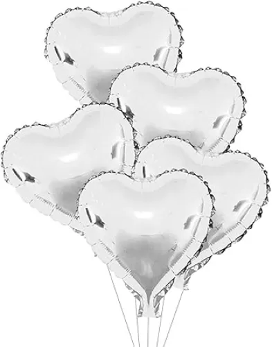 20 pcs Silver Heart Foil Balloons, 18inch Silver Heart Shaped Helium Balloons Mylar Balloons for Wedding Decoration Party Balloons Birthday