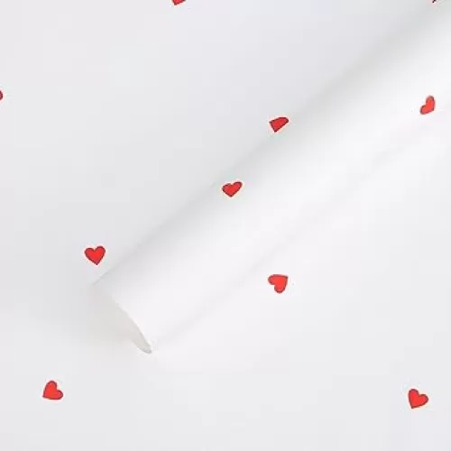 20 Sheets Solid Color Love Heart Flower Wrapping Paper, Waterproof Florist Bouquet Supplies, DIY Crafts, Gift Packaging or Gift Box Packaging, 22.8x22.8Inch (White Red)