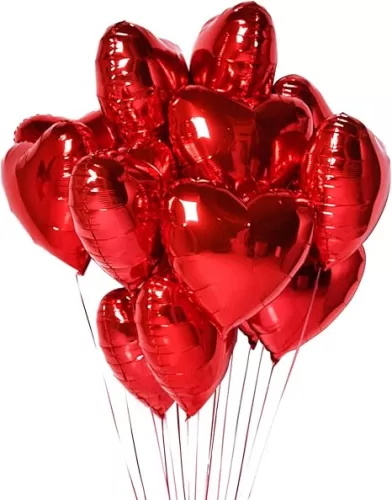 30pcs Valentine Heart Balloons, 18" Foil Heart Shaped Balloons For Valentines Day Wedding Engagement Party Decoration