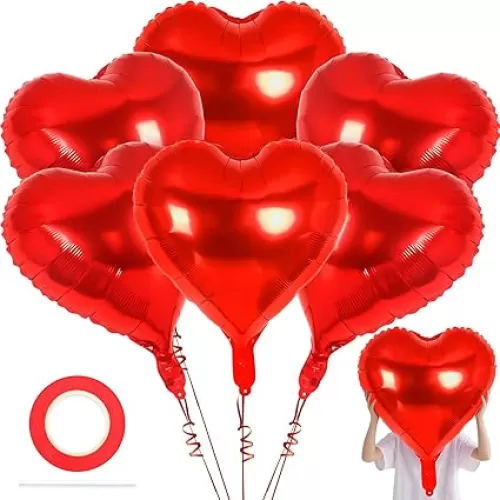 32 Inch Giant Heart Balloons, 6 Pcs Heart Shape Foil Balloons Love Balloon Valentine Balloon for Birthday Party Wedding Engagement Party Baby Shower Valentine Day Decorations (Red)
