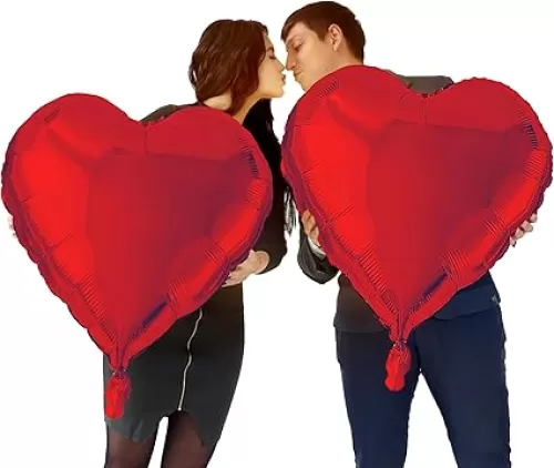 4 Pcs 32 Inch Huge Heart Shaped Balloons Foil Red Valentines Heart Balloons, Helium Large Foil Balloons for Valentines Day Balloons Decorations Engagement Proposal Decor by 4E's Novelty