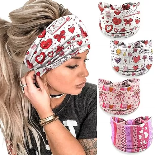 4Pcs Valentine's Day Headbands for Women - Heart Love Holiday Hair Bands, Festive Gift Hair Accessories(Balloon)