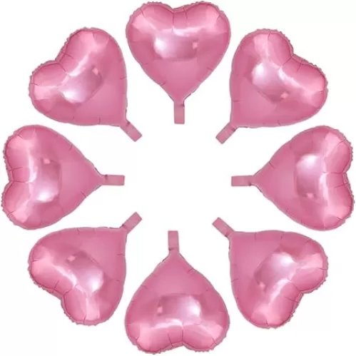 50 Pcs 10 inch Heart Shape Foil Mylar Balloons for Birthday Party Decorations, Wedding Decorations, Engagement Party, Valentine's Day, Celebration, Holiday, Show, Party Activities (Pink)