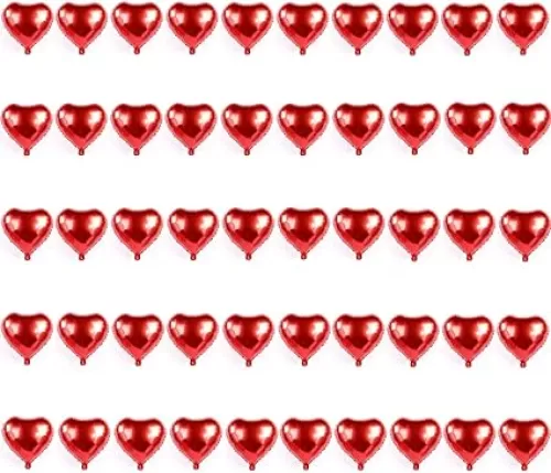 50 Pcs Red Heart Shaped Balloon Foil Balloon 5 inch Heart Balloon for Valentinge's day Wedding Decoration