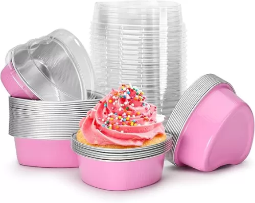 50PCS 3.5oz/100ml Mini Heart Cake Pans, Valentine