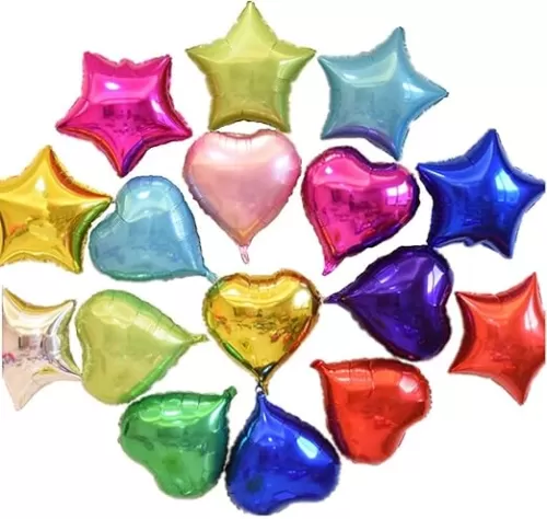 50pcs Mini 5 Inch Assorted Color Star Heart Shaped Foil Balloons for Christmas Party Wedding Birthday Decoration