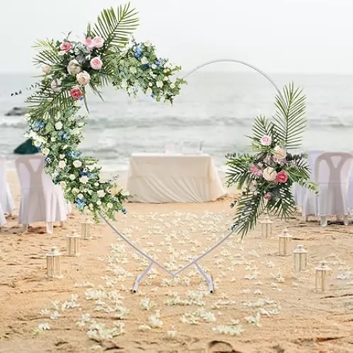 6.9FT Heart Shape Wedding Arch Backdrop Stand Flower Frame Stand Balloon Arches with Base for Party Proposal Supplies Outdoor Garden Trellis for Climbing Plant, White