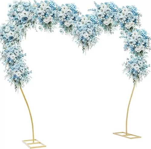 7.7 FT Wedding Heart Arch Trellis, Metal Heart Shape Balloon Arch Backdrop Stand with Base for Ceremony, Love-Shaped Wedding Arch Frame for Proposal, Wedding, Anniversary (Gold)