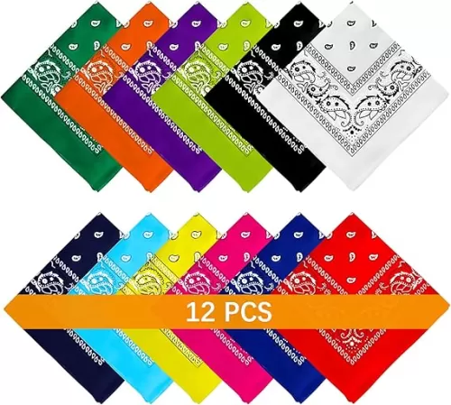 AURUZA 12-44pcs Bandanas for Men Women Paisley Large Bandana Black Red White Head Wrap Headbands Cowboy Handkerchief