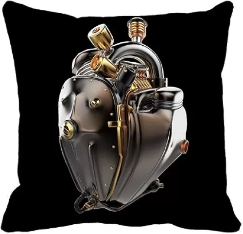 Awowee Throw Pillow Cover Diesel Punk Robot Techno Heart Engine Pipes Radiators 20x20 Inches Pillowcase Home Decorative Square Pillow Case Cushion Cover