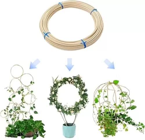Bamboo Trellis for Climbing Plant Indoor Pot Trellis Height 8'' -15'' Made by 100% Natural Bamboo Rattan 20m (65ft) Enough for 20 pcs Bamboo U Trellis, 15pcs Circle Shapes, 10 pcs Heart Shapes