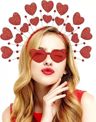 BleSky Valentines Heart Headband and Sunglasses Goddess Halo Crown for Wedding Halloween Headwear