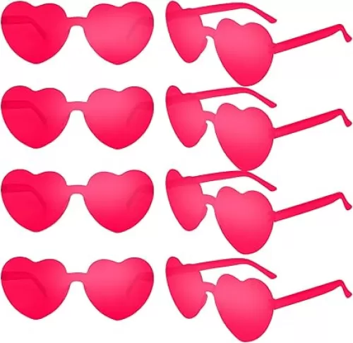 CHRORINE 8/16/ 24 Pairs Heart Shaped Sunglasses Rimless Heart Glasse Transparent Candy Colors for Party Favor