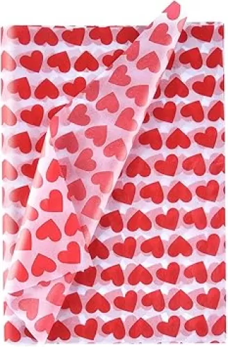 CHRORINE Tissue Paper for Packaging 60 Sheets Gift Wrapping Tissue Paper Heart Design Art Paper for Crafts Valentine