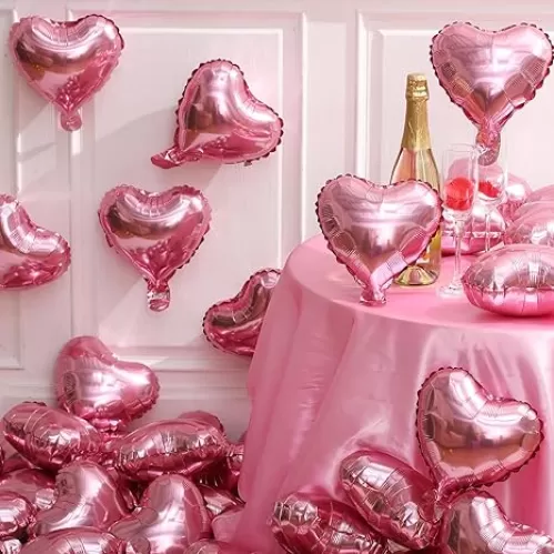 Civaner 50 Pcs 10 Inch Valentines Heart Balloons Heart Shaped Foil Balloons for Valentines Decoration Special Night Love Propose Marriage Engagement Anniversary Party(Pink)