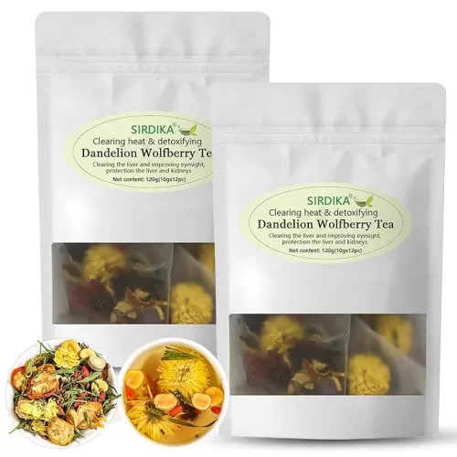 Dandelion Wolfberry Tea - Kidneys & Liver Health Tea, Seven Herbal Ingredients Natural Blend, Dandelion Chinese Wolfberry Tea Bags Organic 120g/12PC (2Bag(24Pcs))