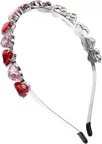 DEARMAMY Women Heart Rhinestone Hairband Elegant Bride Hair Accessory for Parties Prom Special Events