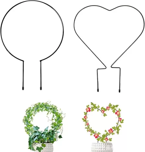 Designed for Hoya Trellis- Metal Plant Trellis Indoor 2-Pack for Climbing Plants（Circle and Heart Shape） -Trellis for Climbing Plants Indoor-Small Trellis for Potted Plants-Indoor Trellis