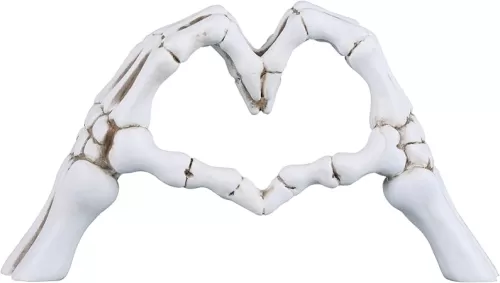 DOVDOV Hand Bone Hand Heart Statue - White Home Decorations, Halloween Table Decor, Scary Finger Sculpture