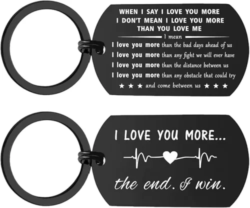 ENGZHI I Love You More Gifts for Him Men, Cute Husband Boyfriend Keychain for Fathers Day Anniversary Valentines Christmas