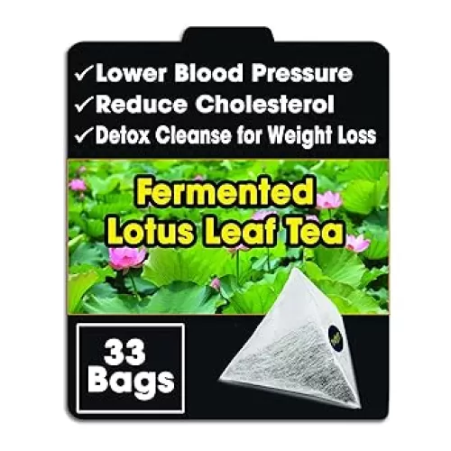 Fermented Lotus Leaf Tea Bags – Lower Blood Pressure, Reduce Cholesterol, Detox Cleanse – Flavor Balance of Nectar & Meatiness - Herbal Loose Leaf Tea