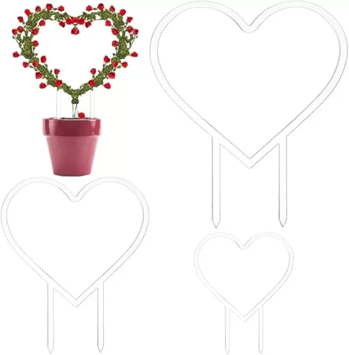 FINGERINSPIRE 3 Pcs Heart Trellis for Potted Plant 3 Size Acrylic Trellis for Climbing Plants Heart Shape Plant Support for Vines Hoya Topiary Plant Frames for Pothos Monstera Philodendrons Dischidia