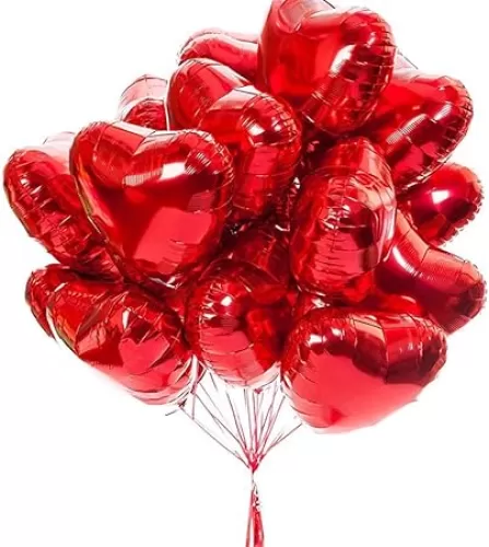 Finypa 25pcs Heart Shape Foil Mylar Balloons Red 18" for Valentine's Day Birthday Party Decorations, Wedding Decor, Engagement, Holiday (Red)
