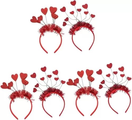 GALPADA 3sets Valentine Heart Headband for Women Love Bopper Headwear Headband for Party 2pcs*3