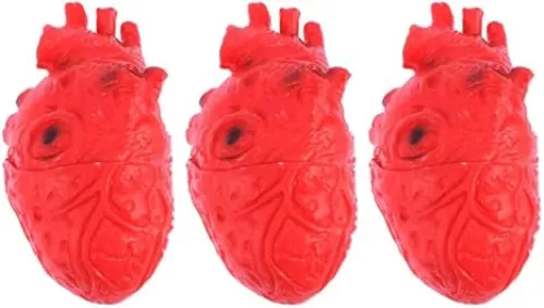 Garneck 3pcs Scary Halloween Heart Props Realistic Tricky Toys for Decorations Horror Supplies for Parties and Halloween Displays