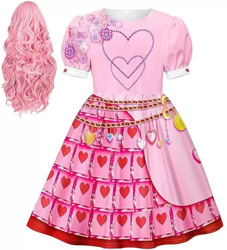 Girls Red Costume Kids Pink Dress Cosplay Outfit Movie Halloween Party Gif