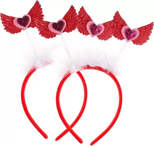 Gogogmee 2pcs Heart Headband Valentines Day Headband Adorable Heart Hair Accessories Girl Heart Hairbands Cupid