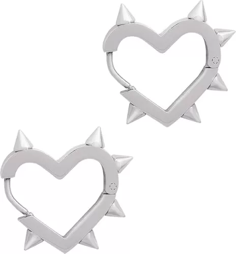 Gothic Heart Earrings for Women Black Spike Hoop Earrings Punk Grunge Emo Earrings Y2K Silver Gothic Earrings Statement Spike Heart Earrings Trendy Gothic Rock Accessories
