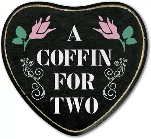 Gothic Heart Wood Sign, A Coffin For Two Sign, Retro Gothic Wooden Wall Art, Skeleton Horror Wood Plaque Decor, Anniversary Halloween Gifts for Lover Wife Husband Couples -27