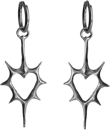 Gothic Hollow Dangle Earrings Simple Punk Thorn Heart Hoop Drop Earrings Statement Jewelry Fashion Hoop Earrings