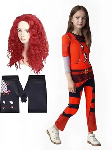 Halloween Kids Hearts Queen Costumes Girls Cosplay Movies Bridget Princess Jumpsuit Wig Gloves Outfits
