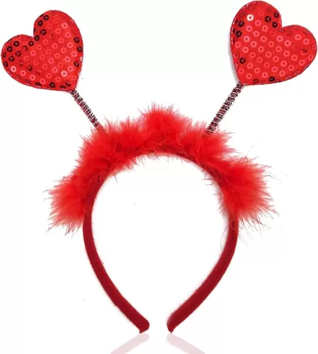 Heart Headband Valentine's Day Headband Valentines Day Head Boppers Valentine Ears Red Heart Headband Vday Headband Valentines Day Accessories for Cupid Costume Valentines Day Costume