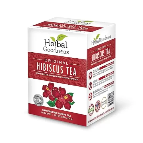 Hibiscus Tea Bag, Made from Organic Hibiscus Flowers, Hibiscus Tea Loose Leaf Pure Leaf Tea, Organic Hibiscus Tea Bags for Heart, Liver And Kidney Health - 24 Teabags