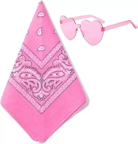 JIANGLAI Fringe Rhinestone Bandana and Heart Sunglasses, Disco Cowgirl Bachelorette