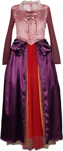 Kids Girls Sarah Sanderson Costume Winifred Sanderson Halloween Witch Cosplay Dress Outfit for Child