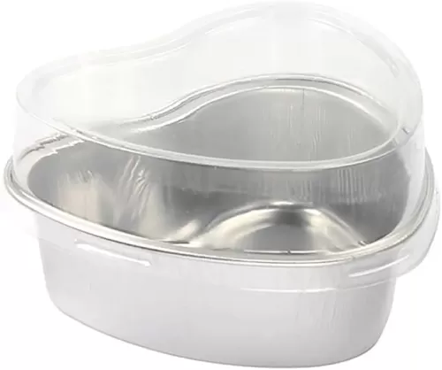 KitchenDance Disposable Colored Aluminum Mini Heart Shaped Cake Pans w/Lid - Heart Shaped Foil Pans for Valentine's Day, Mother's Day - Ideal Use For Crème Brulee, Flan, Custard - Pack of 100-3055P
