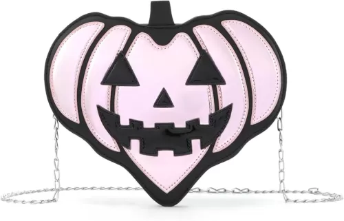 KUANG! Halloween Pumpkin Purse Heart Shape Chain Purse Devil Shoulder Bag Treat or Trick Handbags for Girls