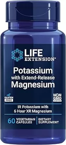Life Extension Potassium with Extend-Release Magnesium – Heart health supplement for blood pressure support with two essential minerals – Non-GMO, vegetarian, gluten-free – 60 capsules