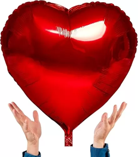 LINAYE 6PCS Heart Shaped Balloons - 32 Inch Large Red Heart Foil Balloons for Valentine's Day, Anniversary, Wedding Decor Decorations