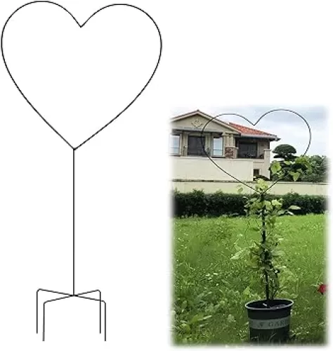 LTSRLL Garden Trellis for Climbing Plants Indoor/Outdoor Heart-Shaped Pot Trellis 104cm/40.9" High Small Plant Trellis(Black)