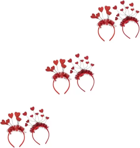 Luxshiny 3sets Heart Headband Women Thick Valentine's Day Love Heart Hair Accessories for Party Wedding
