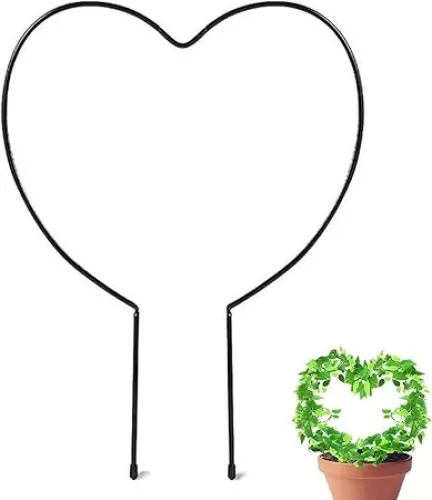 Metal Garden Trellis for Climbing Plants, Heart-Shaped Metal Indoor Plant Trellis, Easy to Use Wire Stake with Black Coating, Adjust Supportive Plant Trellis for Climbing Plants