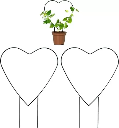 Metal Plant Trellis Indoor & Outdoor - Climbing Vine Support for Potted Plants, Creepers & Vines, Moss Pole for Enhanced Growth & Aesthetic Appeal (Heart)