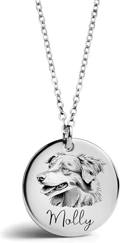 MignonandMignon Personalized Pet Portrait Necklace – Custom Jewelry Gift for Dog or Cat Lovers Unique Holiday Gifts for Her -LCN-AP