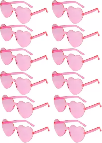 NACHLYNN Heart Sunglasses for Women Rimless Heart Shaped Sunglasses Candy Color Heart Glasses for Party Favors